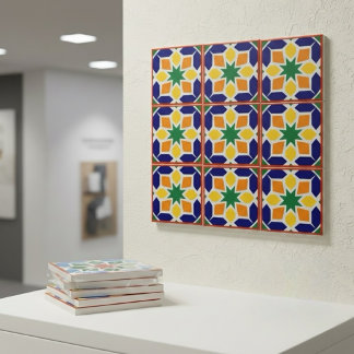 Vibrant Moroccan Geometric Ceramic Tile Blue Tegeltje