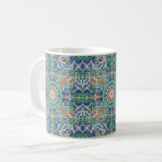 Vibrant Moroccan Zellige Tile Pattern Koffiemok (Voorkant links)