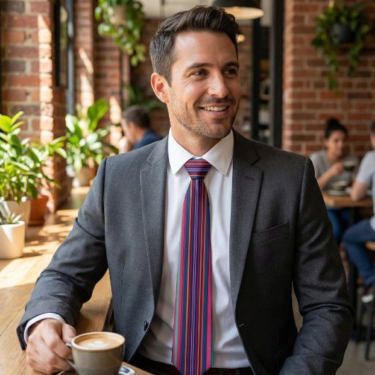 Vibrant Multicolor Striped Neck Tie Stropdas