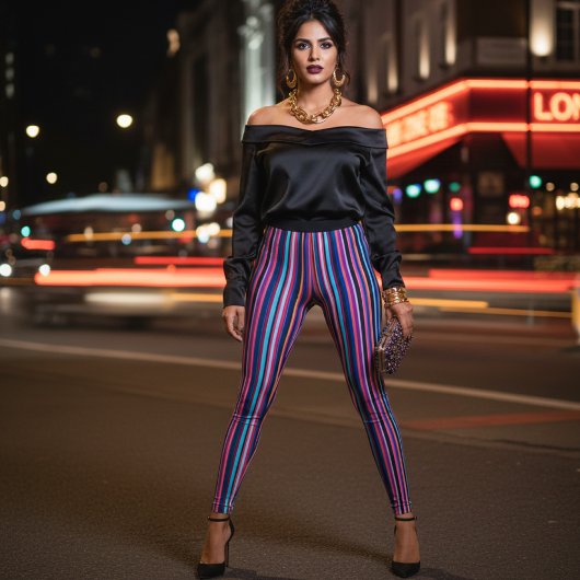 Vibrant Multicolor Vertical Stripes Leggings