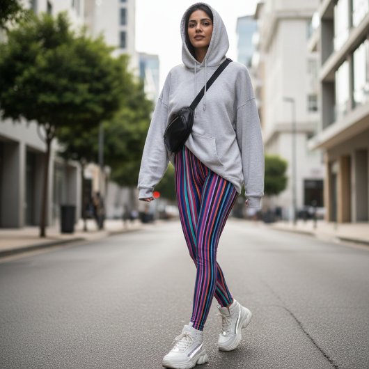 Vibrant Multicolor Vertical Stripes Leggings