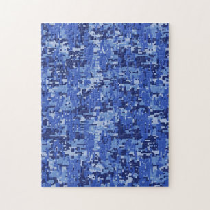Vibrant Navy Blue Digital Camouflage Textuur Legpuzzel