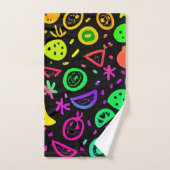 Vibrant Neon Fruits Motif Art (Serviette à main)