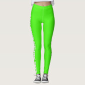 Vibrant Neon Green Custom Text Vertical  Leggings (Voorkant)
