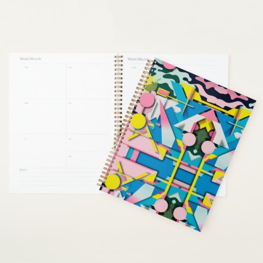 Vibrant Neon Pastel Camo Abstract Weekly Planne (Devant avec enveloppe)