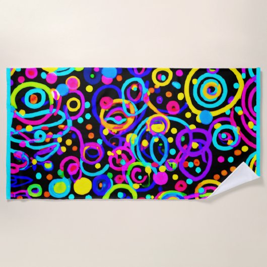 Vibrant Neon Pattern Art Design Strandlaken (Voorkant)