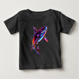 Vibrant Neon Shark Modern Digital Ocean