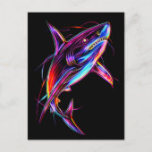 Vibrant Neon Shark Modern Digital Ocean Briefkaart (Voorkant)