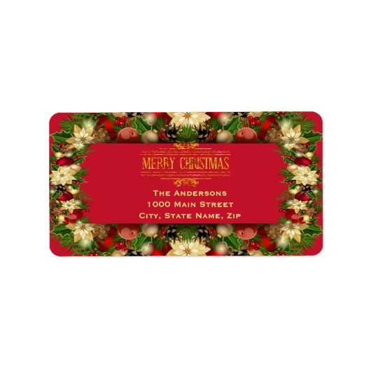Vibrant Noël Floral Étiquette de adresse (Devant)