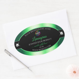 Vibrant noir brillant vert avec logo Étiquette pro