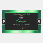 Vibrant noir brillant vert avec logo Étiquette pro (Devant)