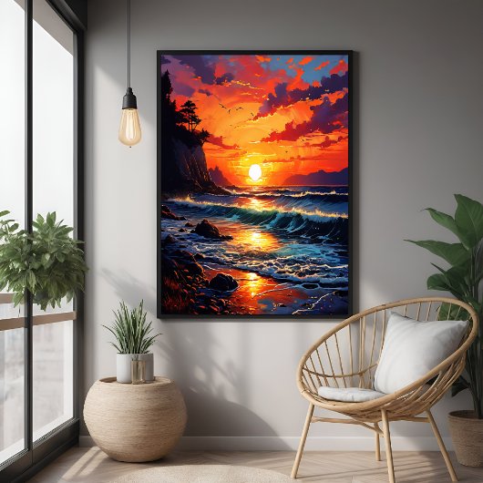 Vibrant Ocean Sunset - Kustkunst Perfect Poster