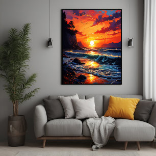 Vibrant Ocean Sunset - Kustkunst Poster