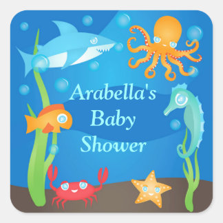 Vibrant onder Zee Baby shower Stickers
