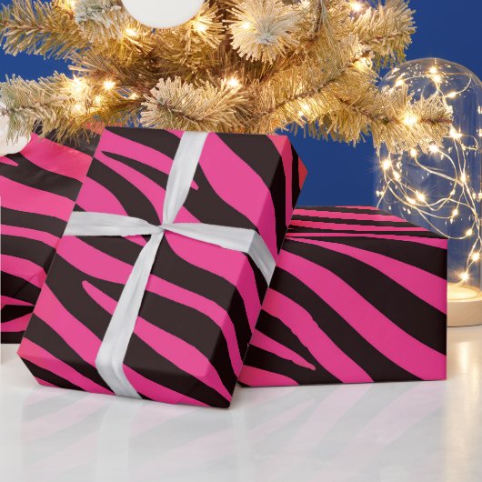 Vibrant Orange and Pink Zebra Stripe Pattern Cadeaupapier (Feestdagen)