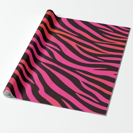 Vibrant Orange and Pink Zebra Stripe Pattern Cadeaupapier (Uitgerold)