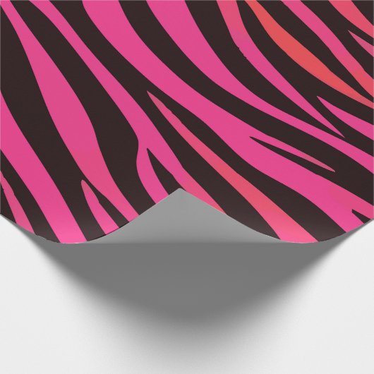 Vibrant Orange and Pink Zebra Stripe Pattern Cadeaupapier (Hoek)