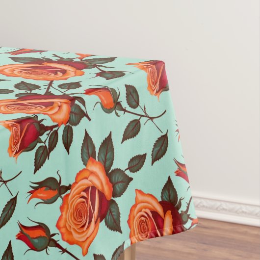 Vibrant Orange And Red Roses Tafelkleed (Voorbeeld)