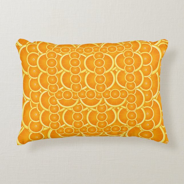 Vibrant Orange Citrus Pattern Design Accent Kussen (Voorkant)