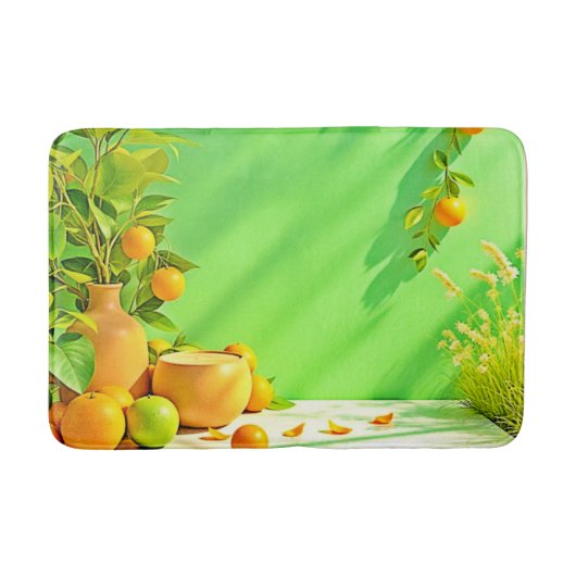 Vibrant Orange Green Still Life Design Badmat (Voorkant)