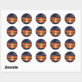 Vibrant Orange Lake Sunset View Ronde Sticker (Vel)