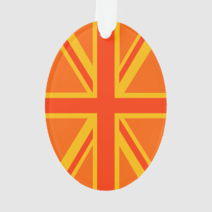 Vibrant Oranje Union Jack British Flag Swag Ornament