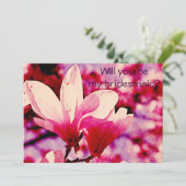 Vibrant paars en roze magnolia kaart (Staand voorkant)