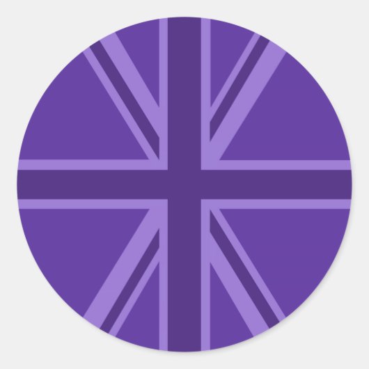 Vibrant Paars Union Jack Ronde Sticker (Voorkant)