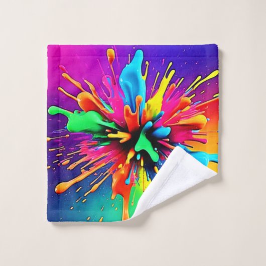 Vibrant Paint Burst Design Bad Handdoek (Wasdoekje)