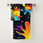 Vibrant Paint Splatter Art Burst Bad Handdoek (Insitu)