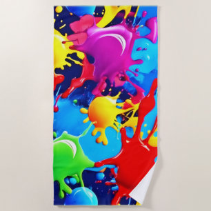 Vibrant Paint Spletters: een vet kleuren statement Strandlaken