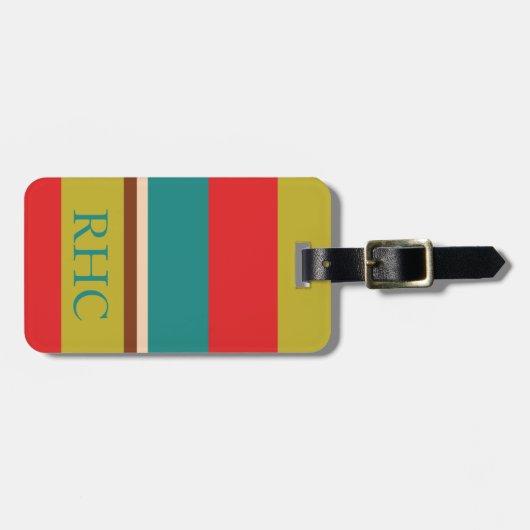 Vibrant Palette Stripe Monogram Bagagelabel (Voorkant horizontaal)