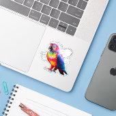 Vibrant Parrot Sticker (Laptop met iPhone)
