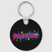 Vibrant Passion Typography - Retro 90s Pop Art Aes Sleutelhanger (Achterkant)
