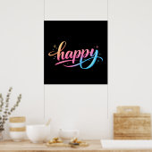 Vibrant Pastel Gradient HAPPY Typography - Modern  Poster (Keuken)