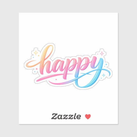 Vibrant Pastel Gradient HAPPY Typography - Modern Sticker (Vel)