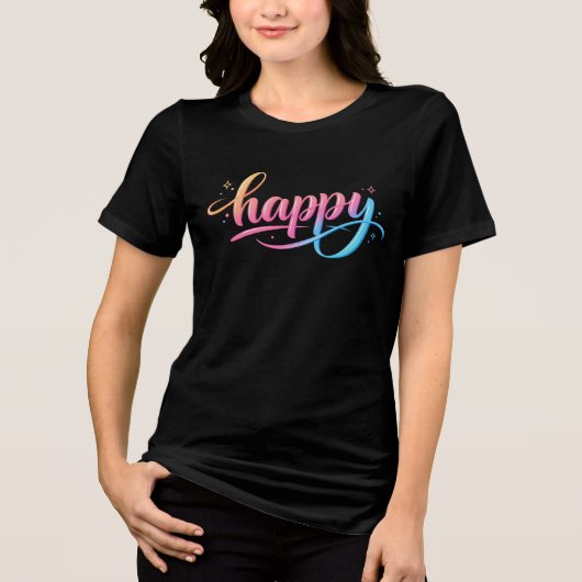 Vibrant Pastel Gradient HAPPY Typography - Modern Tri-Blend Shirt (Voorkant)