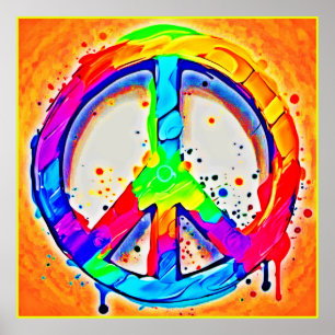 Vibrant Peace Logo: kleurrijk kunstwerk Poster