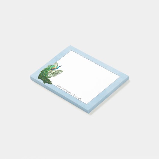 Vibrant Peacock | Blauwe Aangepaste notities Post-it® Notes (Schuin)