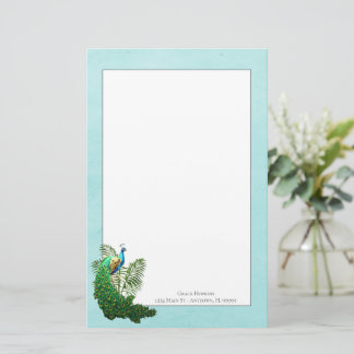 Vibrant Peacock | Blauwgroen banketbakkerij Briefpapier