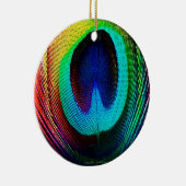 Vibrant Peacock Feather Keramisch Ornament (Rechts)