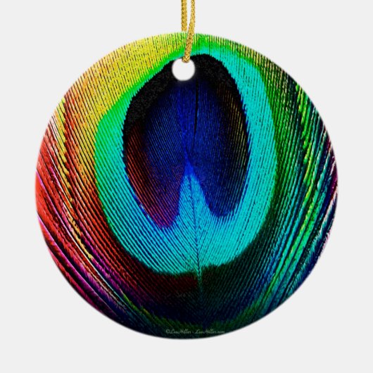 Vibrant Peacock Feather Keramisch Ornament (Voorkant)