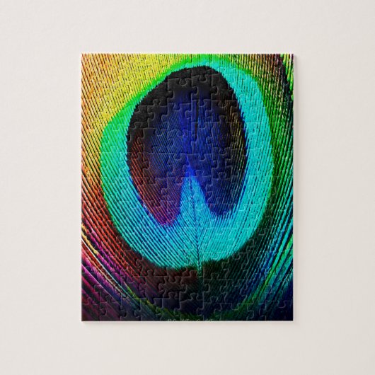 Vibrant Peacock Feather Legpuzzel (Verticaal)