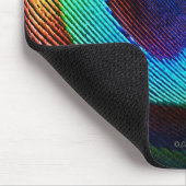 Vibrant Peacock Feather Muismat (Hoek)