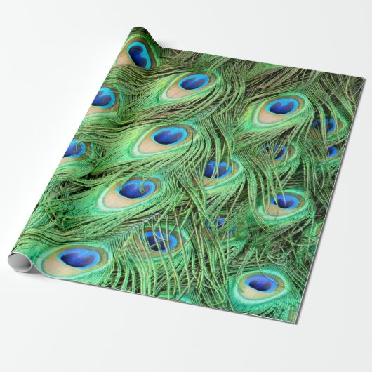 Vibrant Peacock Feathers Cadeaupapier (Uitgerold)