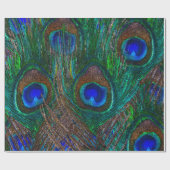 Vibrant Peacock Feathers Etching Style Decor Cadeaupapier (Vlak)