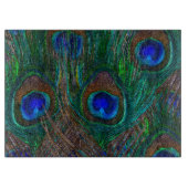 Vibrant Peacock Feathers Etching Style Decor Snijplank (Voorkant)