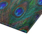 Vibrant Peacock Feathers Etching Style Decor Snijplank (Hoek)