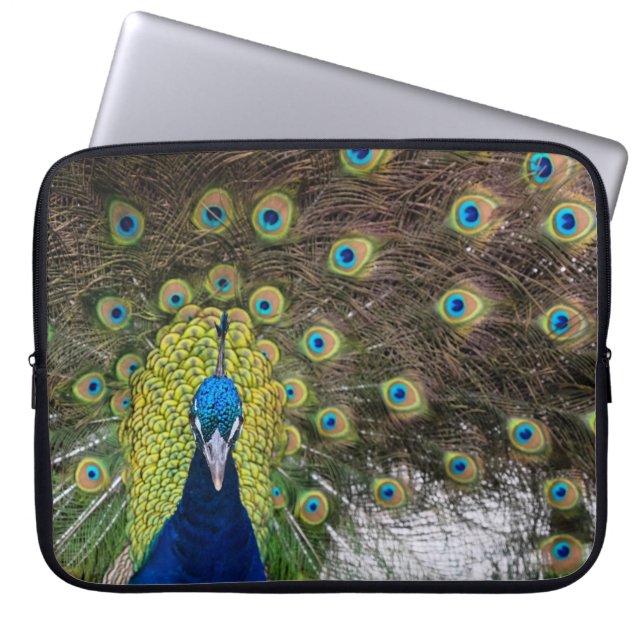Vibrant Peacock Feathers Laptop Sleeve (Voorkant)