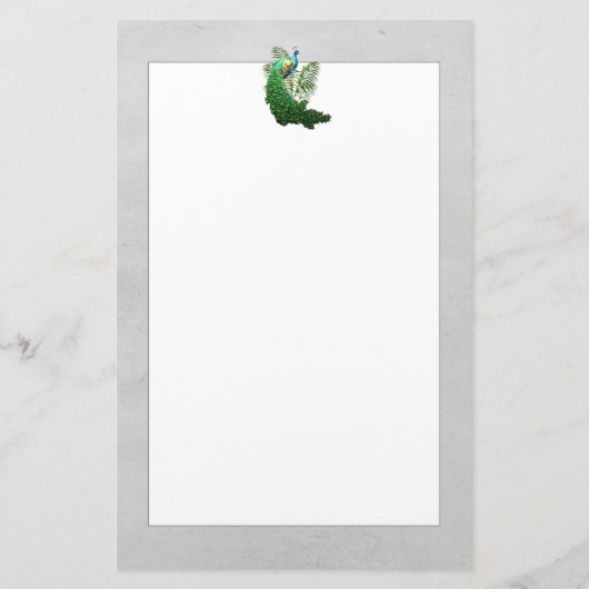 Vibrant Peacock | Grijze banketbakkerij Briefpapier (Achterkant)